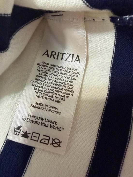 Aritzia Babaton Overseas Striped Quarter-Zip Sweater Cream Navy Small - Picture 3 of 9